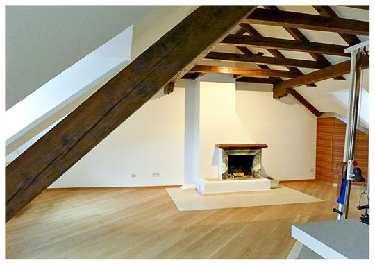 Wohnraum mit offenen Kamin