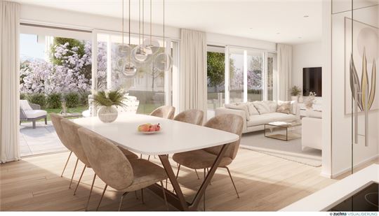 Wohnbereich mit Terrasse und Garten