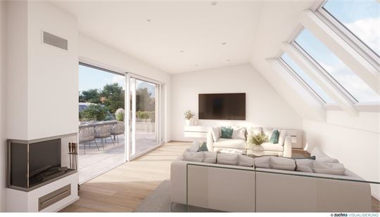 traumhafte Wohnzone im Dachgeschoß mit großer Terrasse